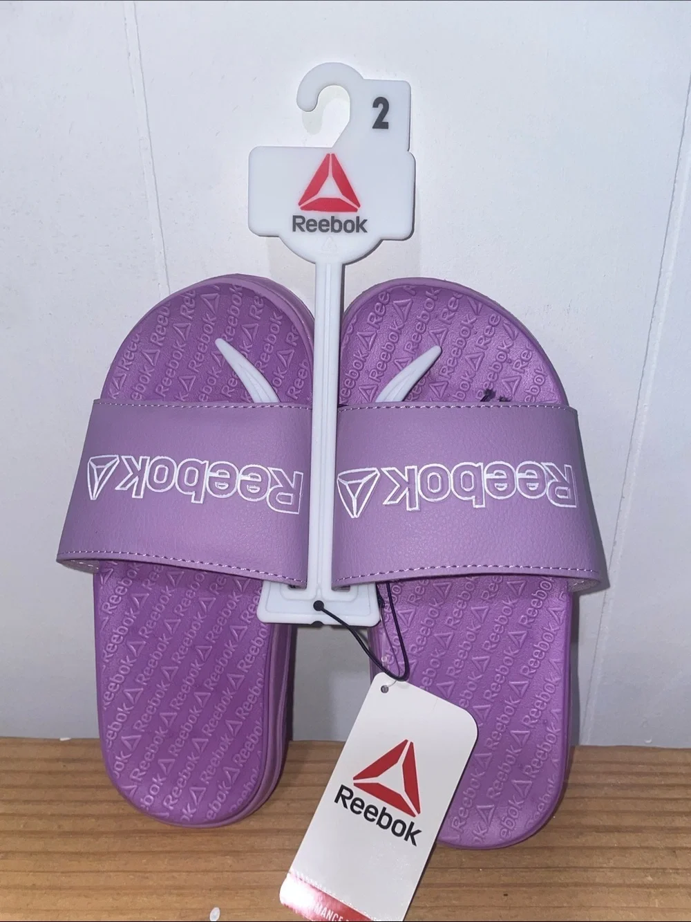 Reebok Purple Slide Sandals with White Logo